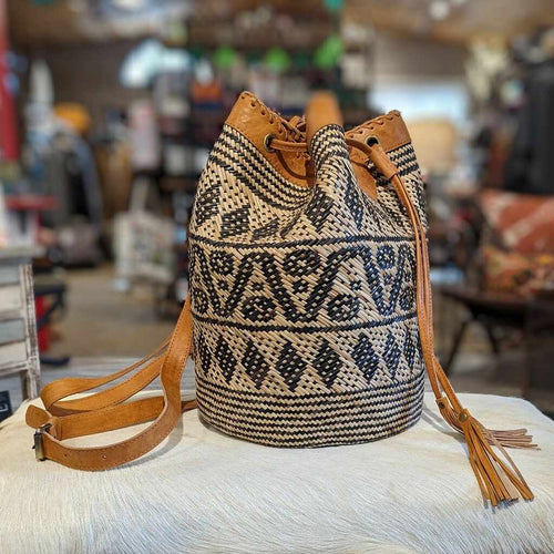 Woven Sling Bucket Bag