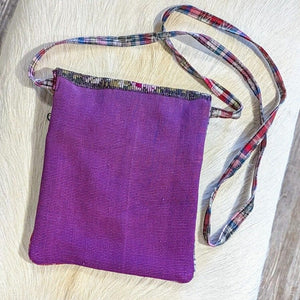 Embroidered Crossbody Purse - Purple