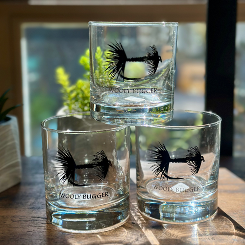 'Wooly Bugger' Rocks Glass