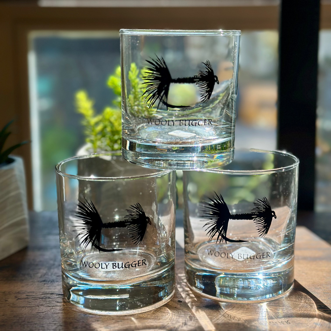 'Wooly Bugger' Rocks Glass
