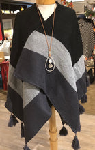 Load image into Gallery viewer, Gray/Black Shawl with tassels