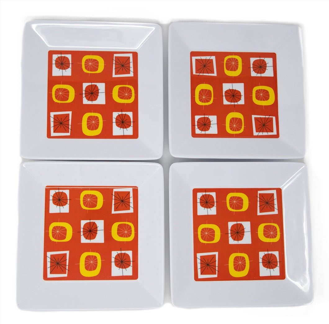 Atomic Melamine Appetizer Plates, Set Of 4