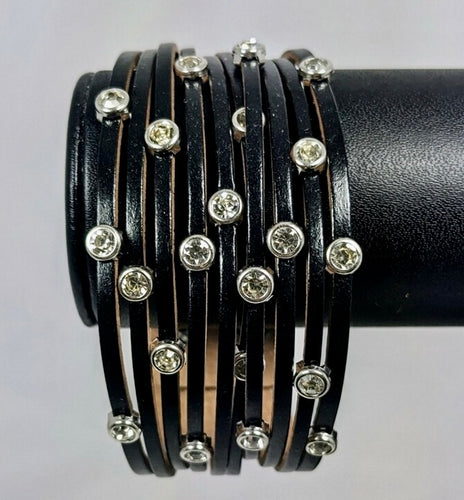 Leather & Crystal Bracelet