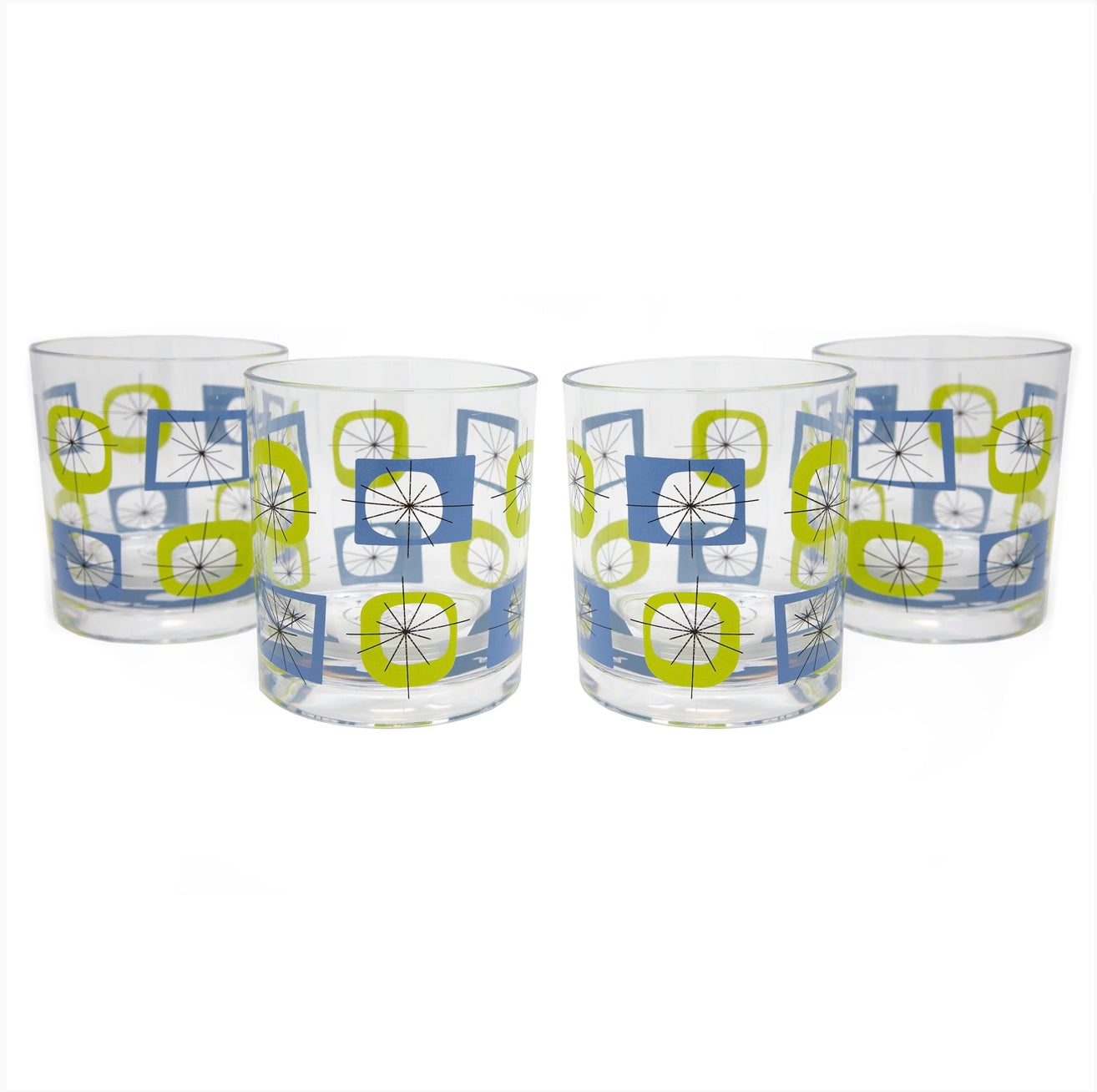 Atomic Old Fashioned Glass Set of 4 - Mixed